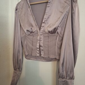 Elegant Mauve Satin Blouse